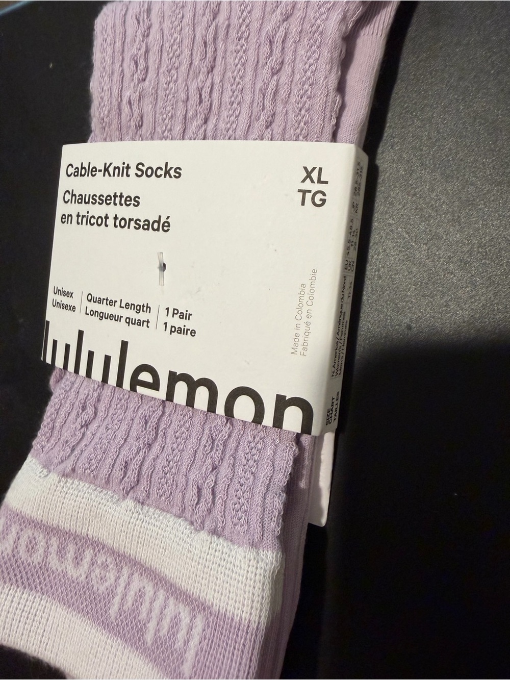 lululemon athletica Cable-Knit Quarter Socks in Lavender - Picture 3 of 4